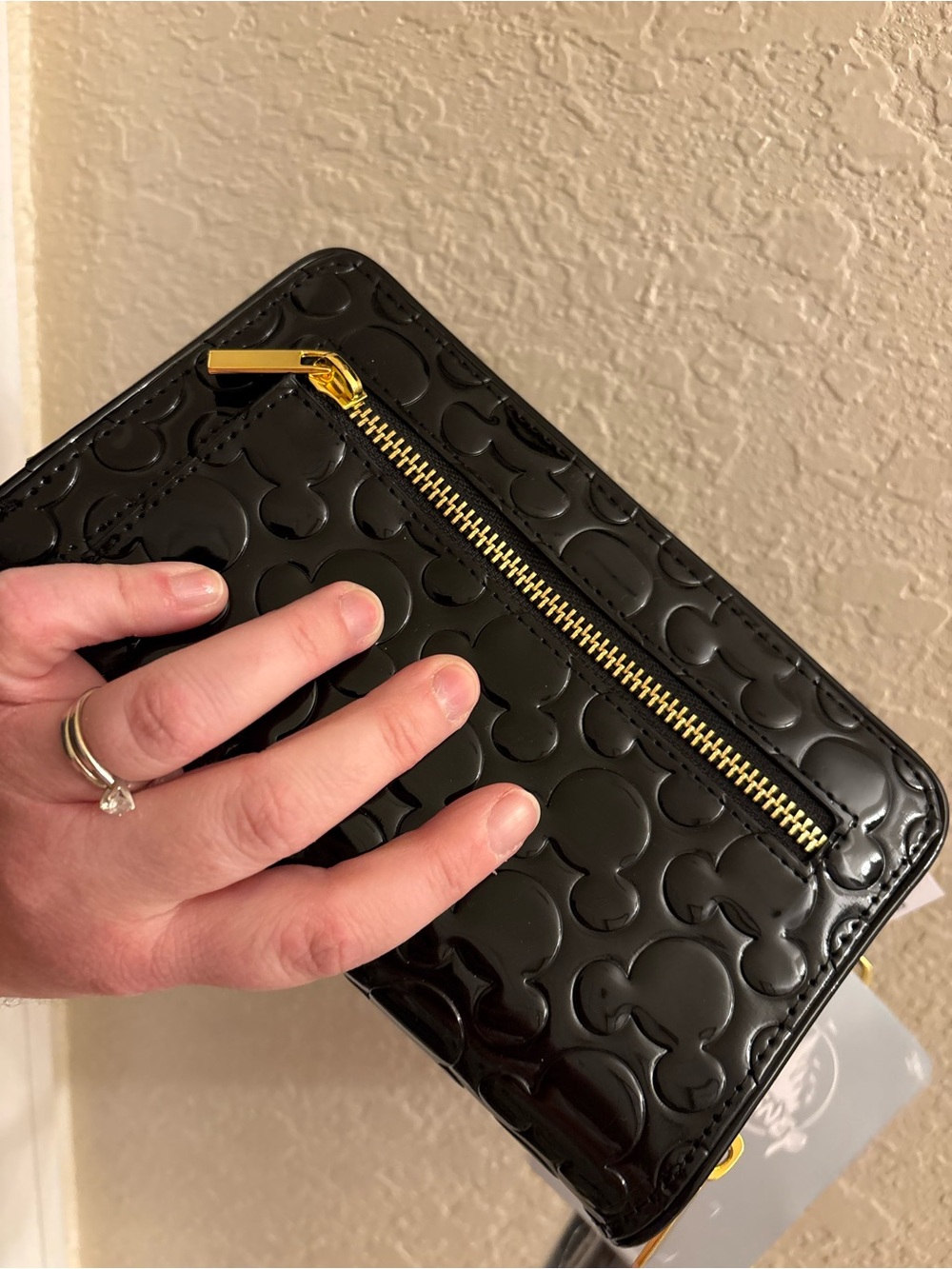 Disney Black Embossed Mickey with Gold Wallet or Crossbody BRAND NEW! - Picture 3 of 6